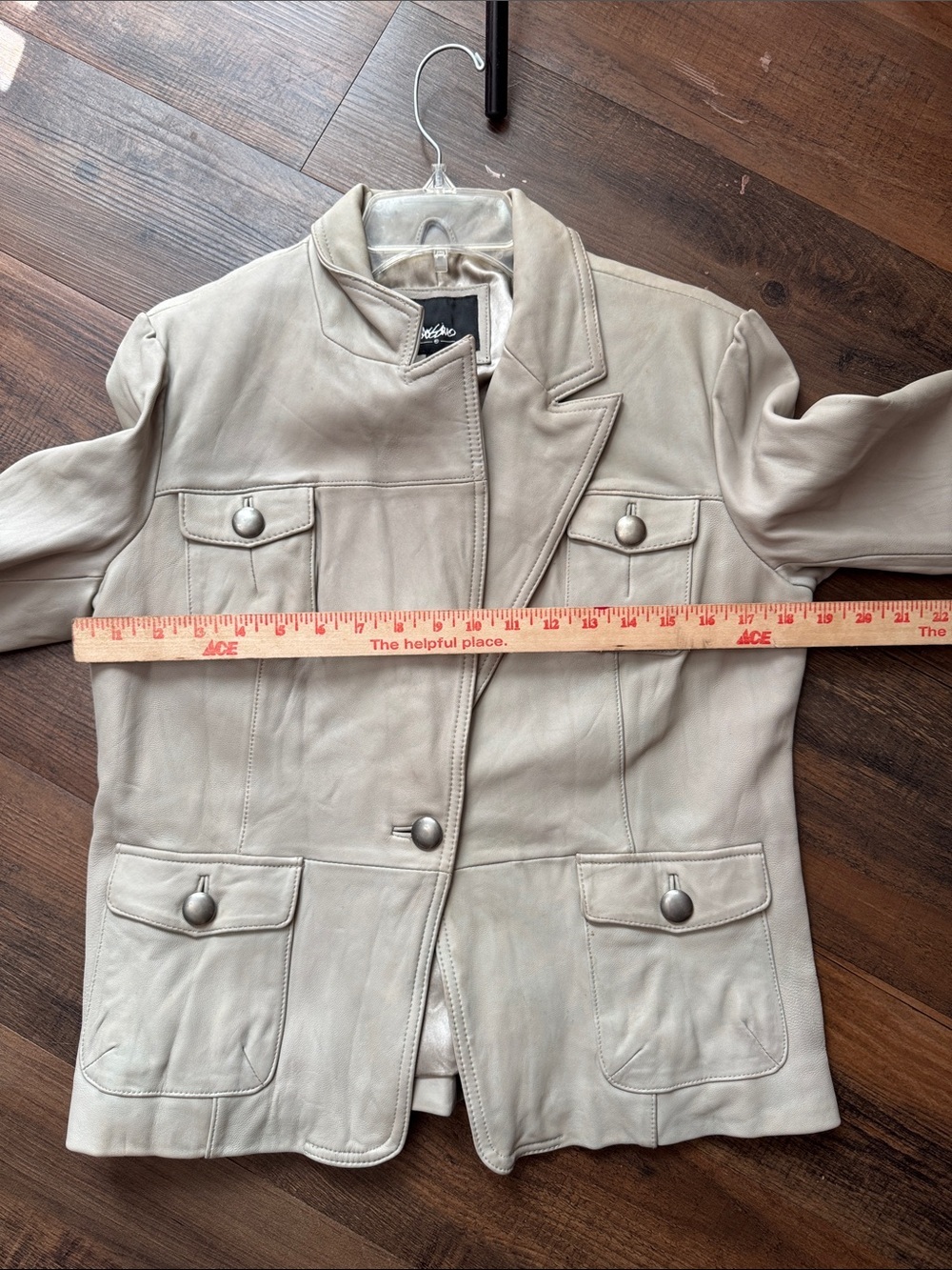 Mossimo Supply Co. Light Cream Leather Blazer Jacket - Picture 8 of 16